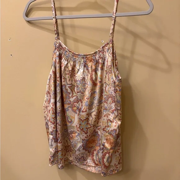 Timing Paisley Boho Tank Top | Size L | Flowy Spaghetti Strap Camisole - Picture 3 of 5